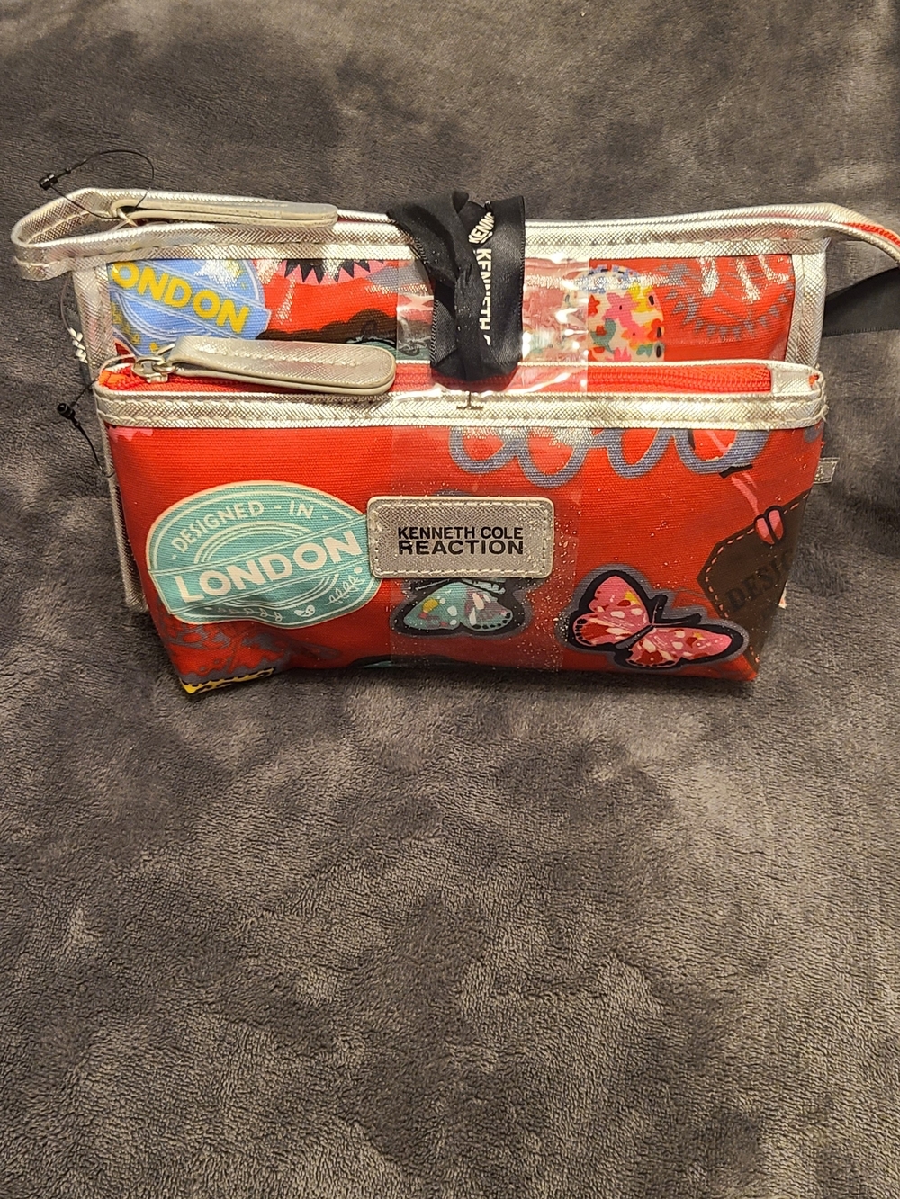 Kenneth Cole Reaction Women's Red Printed Cosmetic Pouch